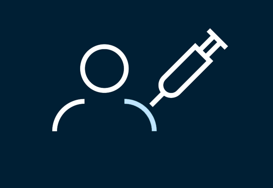 Illustration - ikon vaccination i mørkeblå